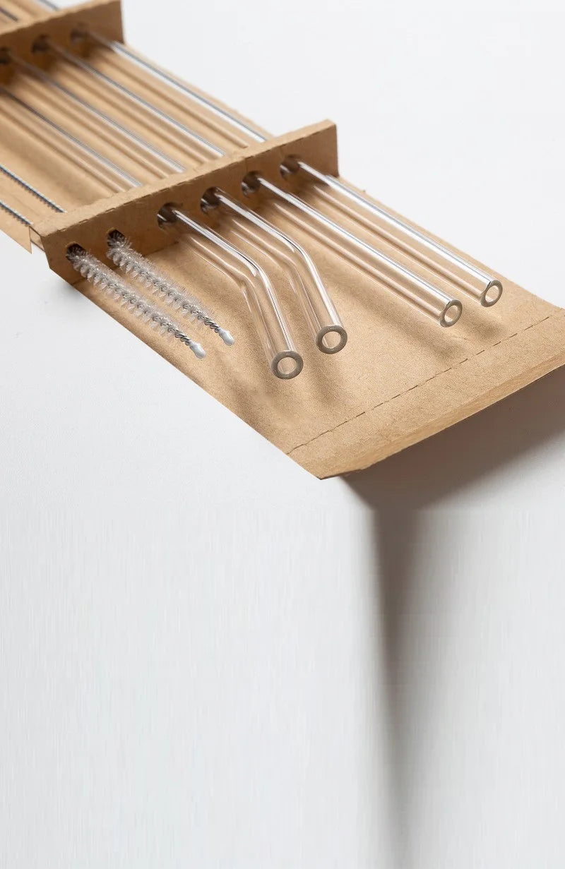 Pailles en Verre Réutilisables et leur Goupillon - Longueur : 25 cm