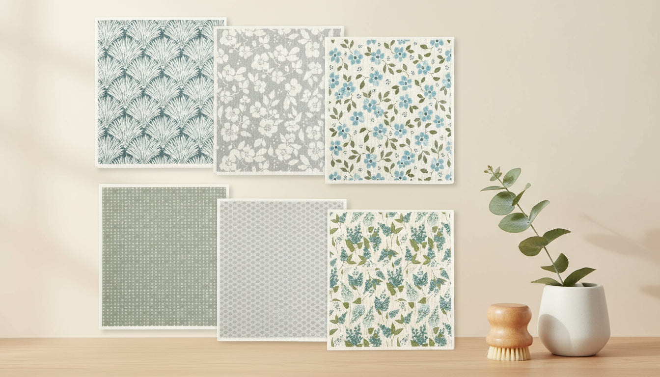 Torchons Suédois Super absorbants Réutilisables et Lavables en Cellulose Douce Biodégradable