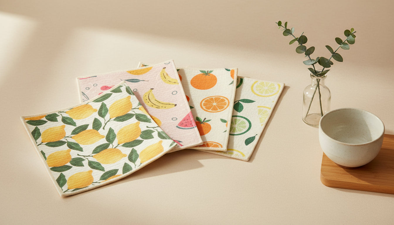 Torchons Suédois Super absorbants Réutilisables et Lavables en Cellulose Douce Biodégradable