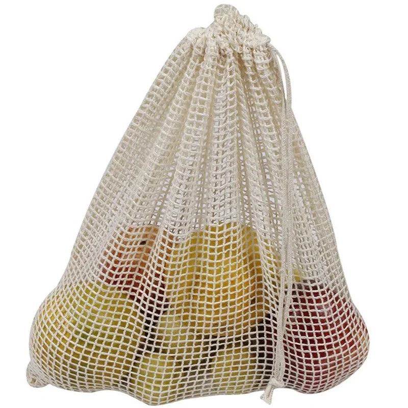Lot de 6 Sacs en Coton Réutilisables pour Légumes et Fruits