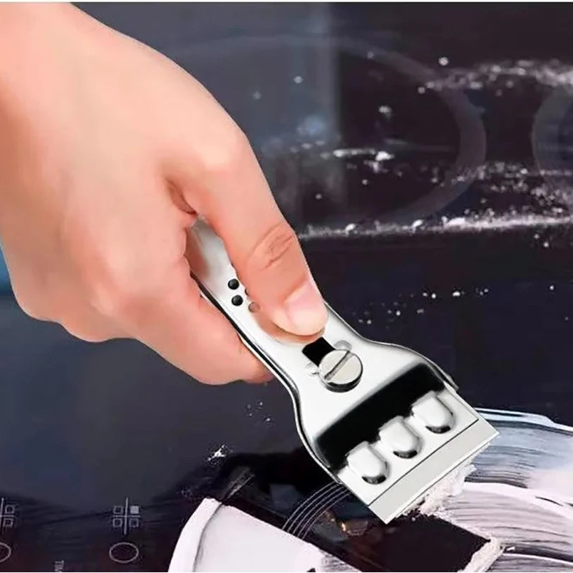 Grattoir en Inox Spécial Plaques de Cuisson Rechargeable