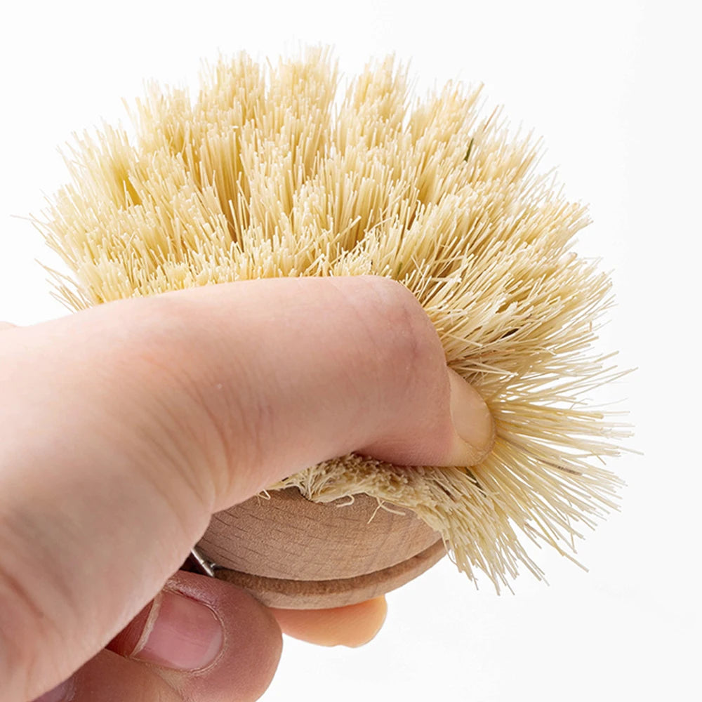 Brosse à Vaisselle en Bois et Fibres Végétales - Bâtons et Brosses Rechargeables