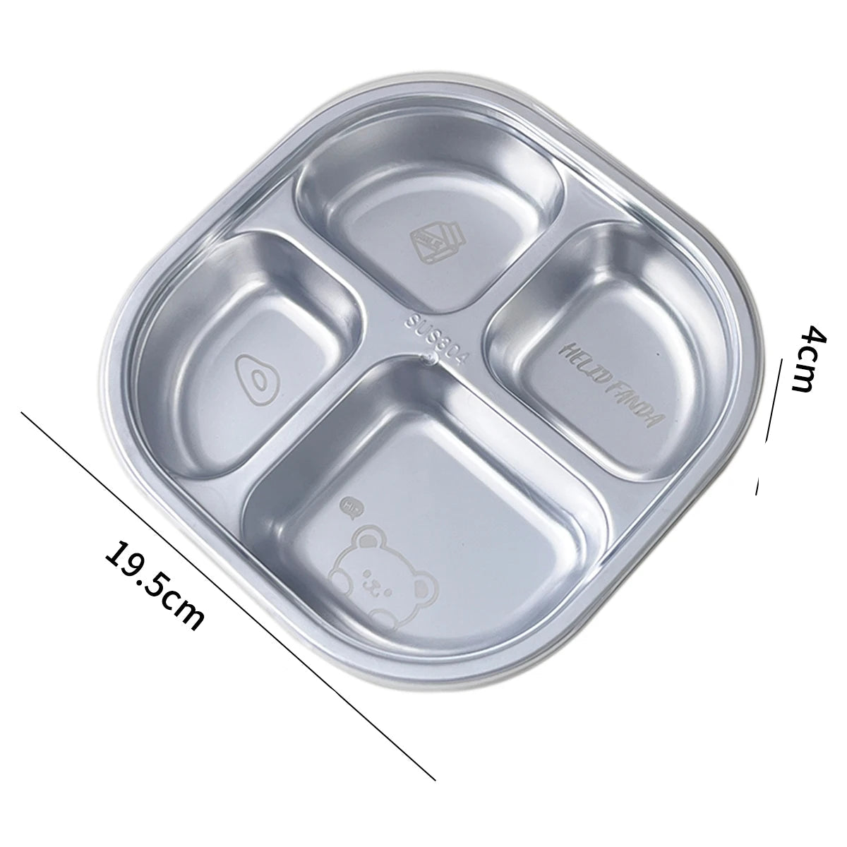 Assiette en Inox Divisée en 3 ou 4 Parties