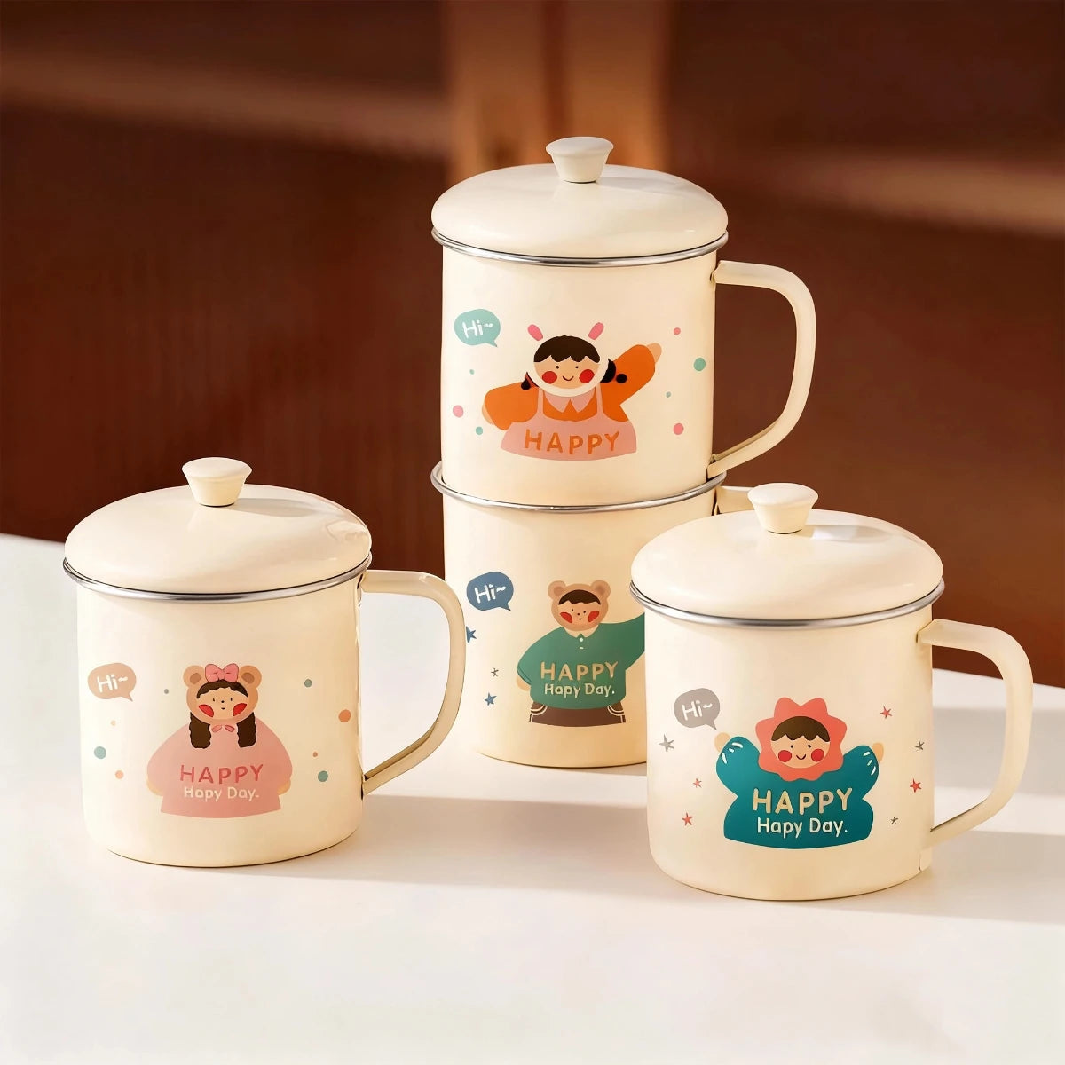 Mug en Inox avec son Couvercle - Différents Styles