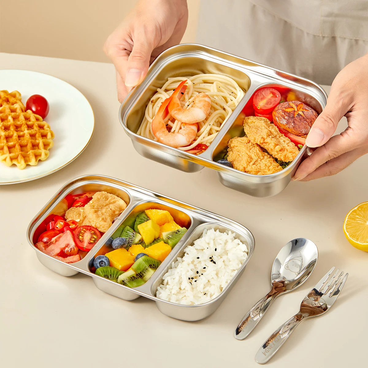 Assiette en Inox - 2 ou 3 Parties