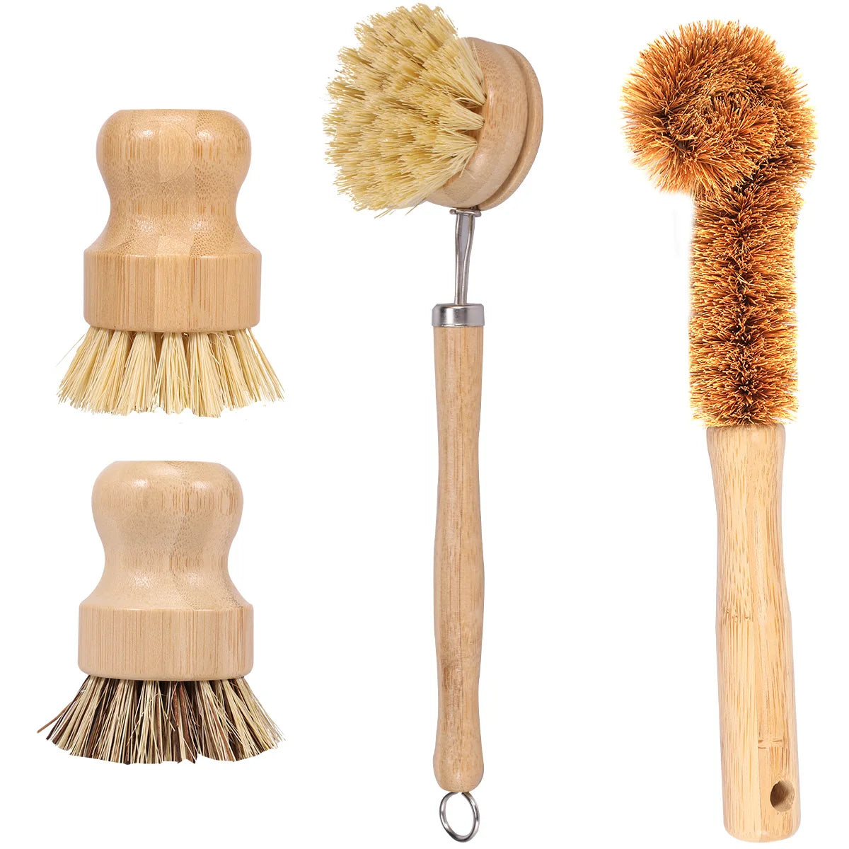 Set de Brosses à Vaisselle, Goupillon et Repose Savon en Bois