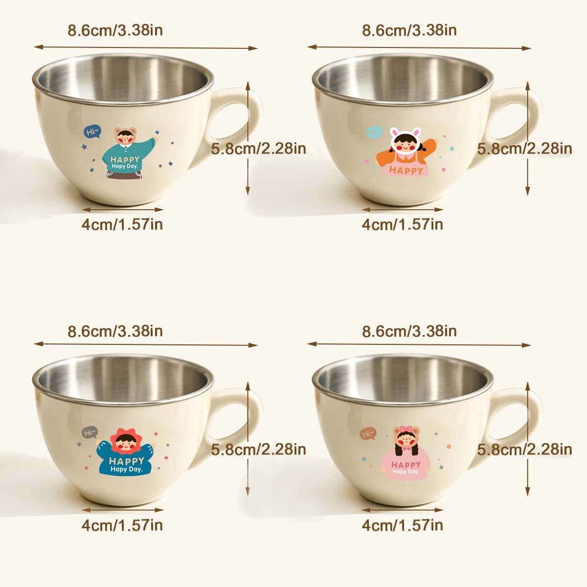 Tasse en Inox pour Enfant - Différents Styles