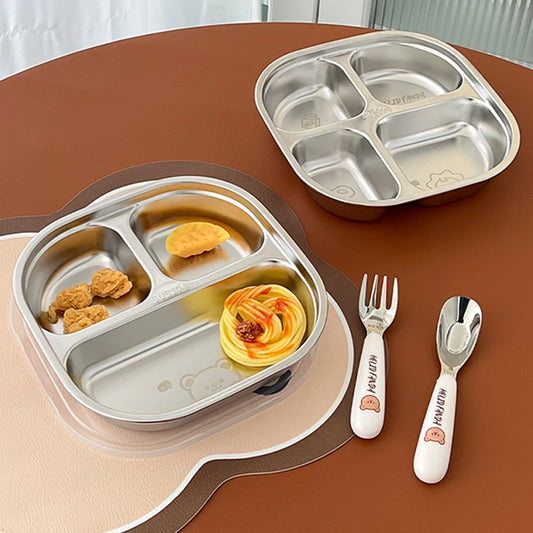 Assiette en Inox Divisée en 3 ou 4 Parties