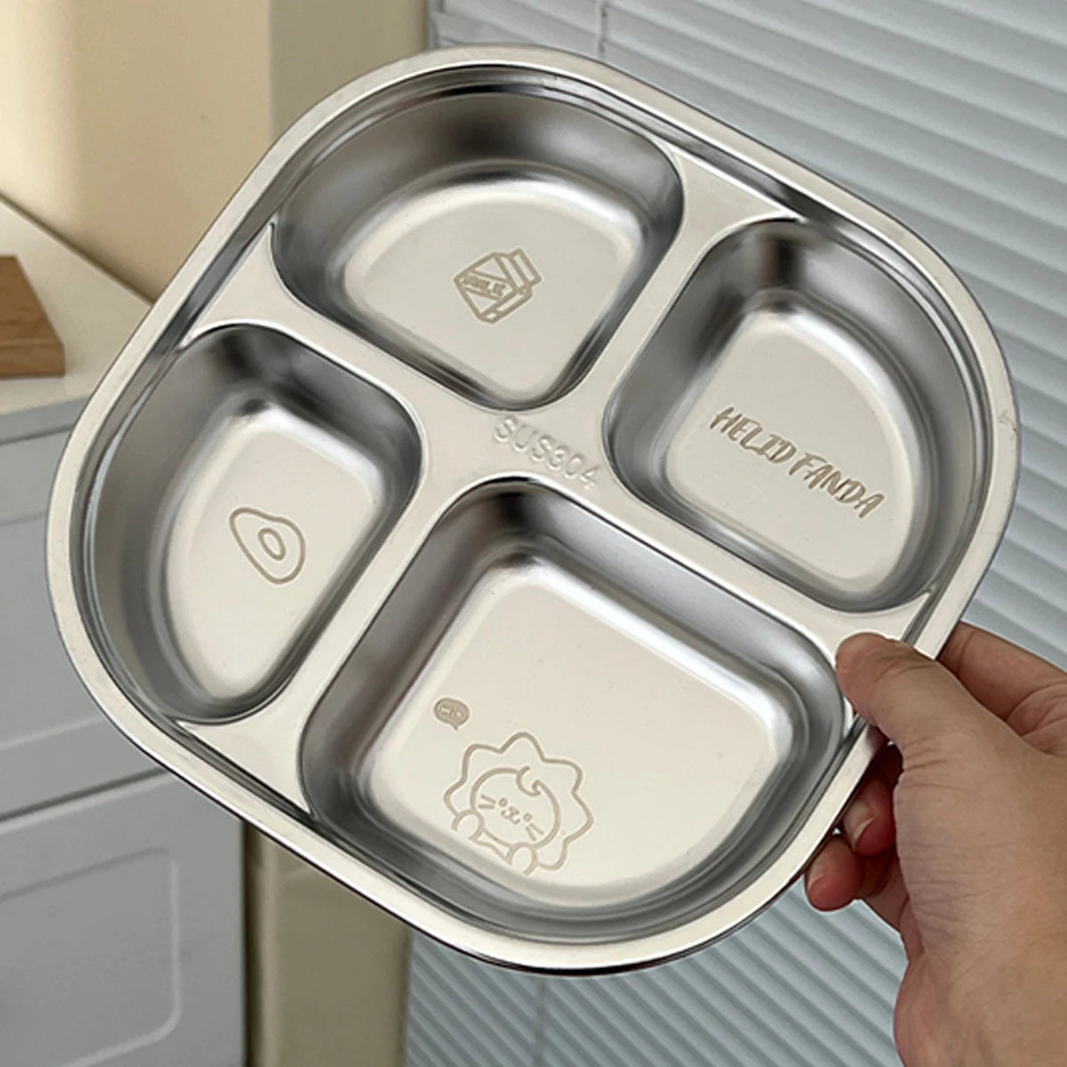 Assiette en Inox Divisée en 3 ou 4 Parties