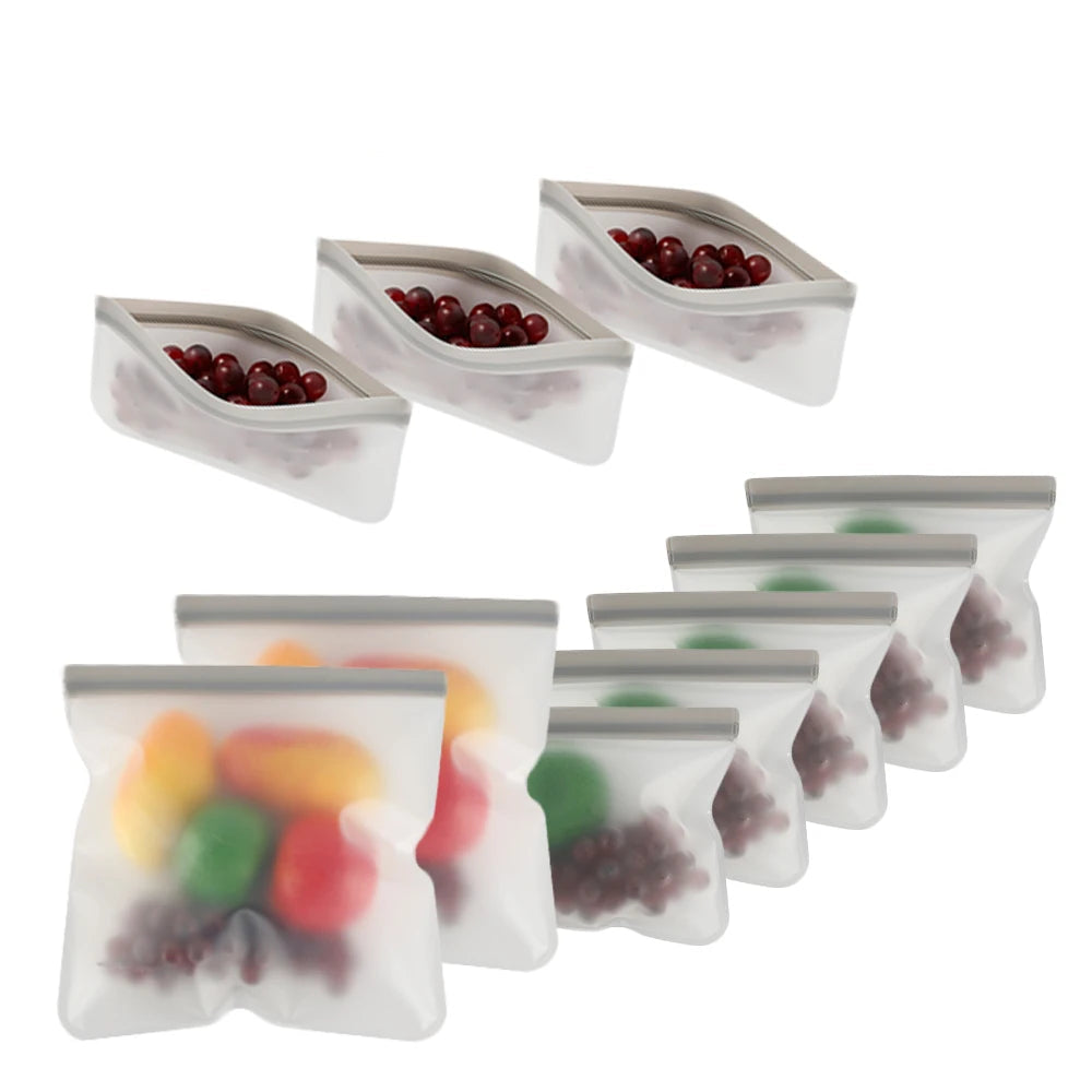 Lot de 10 pièces de Sacs de Conservation et Congélation Réutilisables