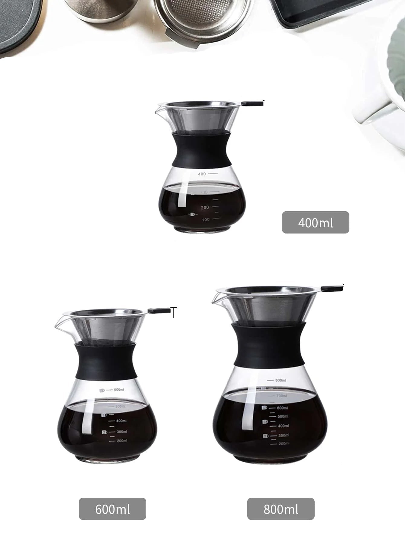 Machine à Café Slow-life en Verres avec Filtre en Inox