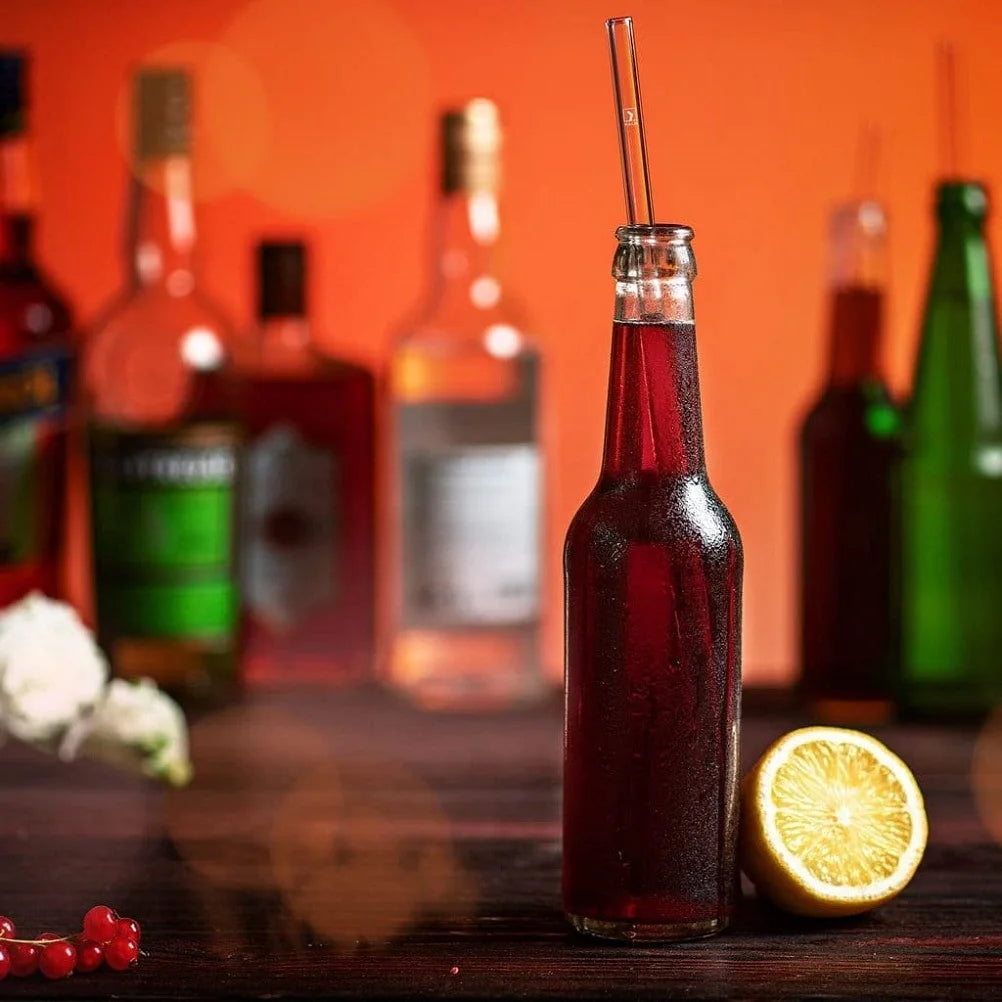 Pailles en Verre Réutilisables et leur Goupillon - Longueur : 25 cm