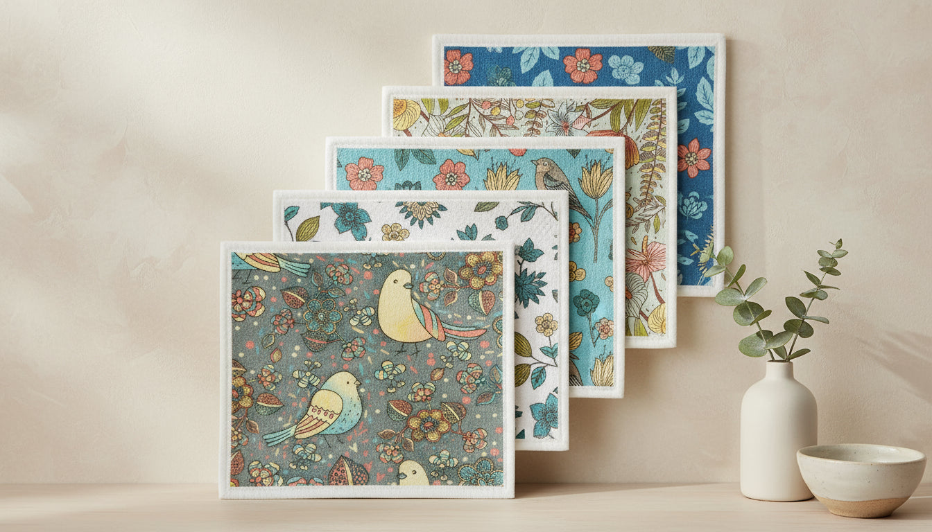 Torchons Suédois Super absorbants Réutilisables et Lavables en Cellulose Douce Biodégradable