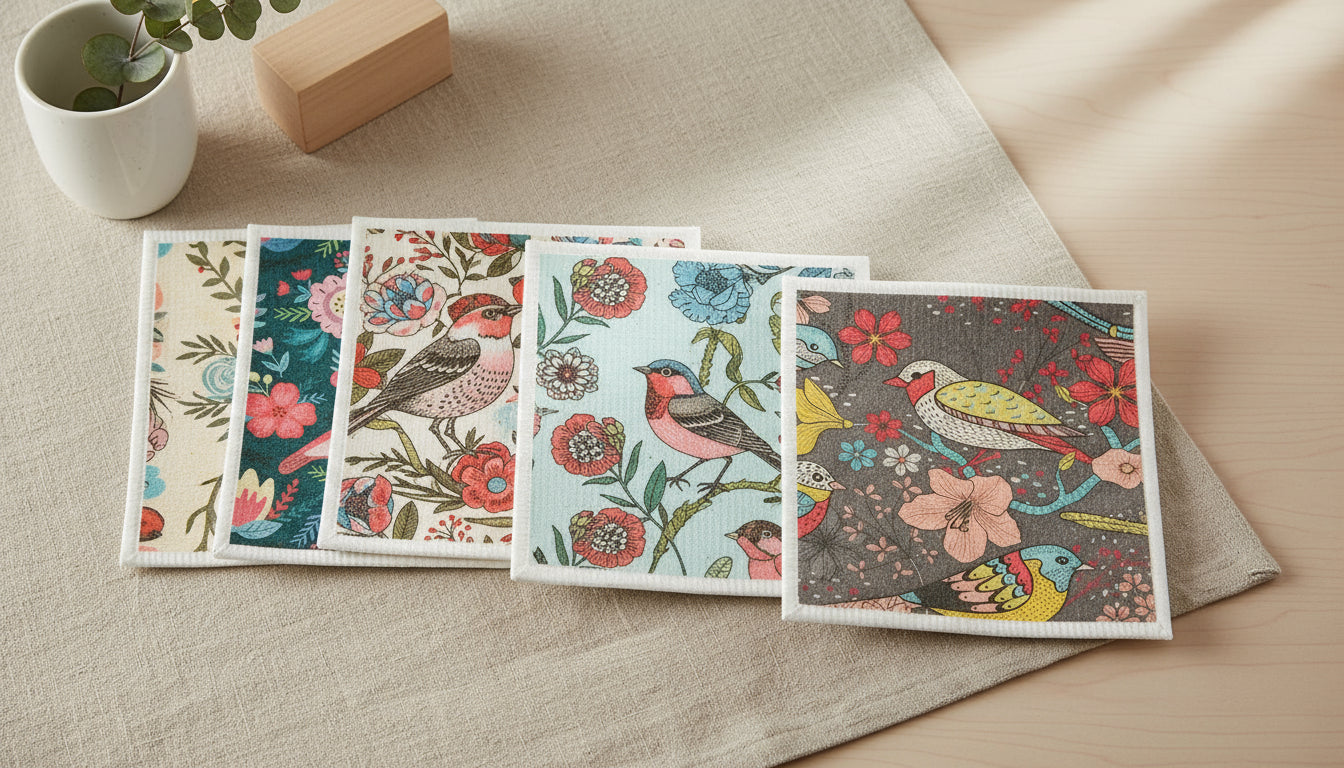 Torchons Suédois Super absorbants Réutilisables et Lavables en Cellulose Douce Biodégradable